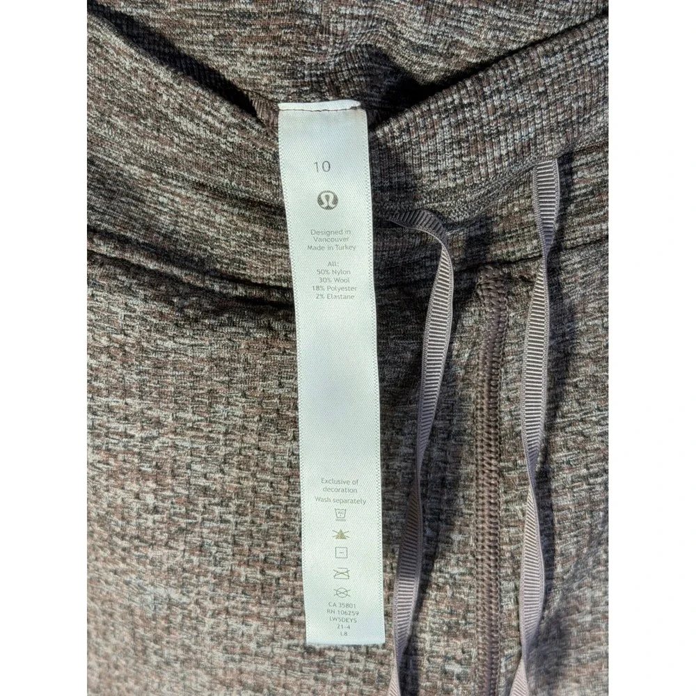 Lululemon Engineered Warmth Jogger Brown Heathered Wool Blend Knit Pants Size 10